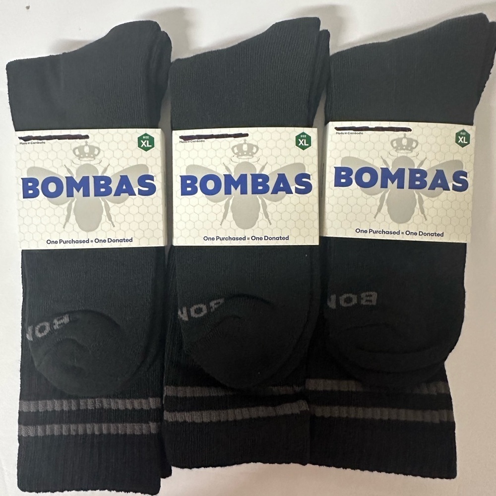 Bombas  Black Socks 3 pairs Size M/L/XL